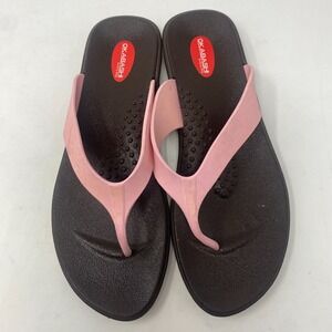 Okabashi Brown Pink Waterproof Thongs Slides Flip Flops Women's Size Large